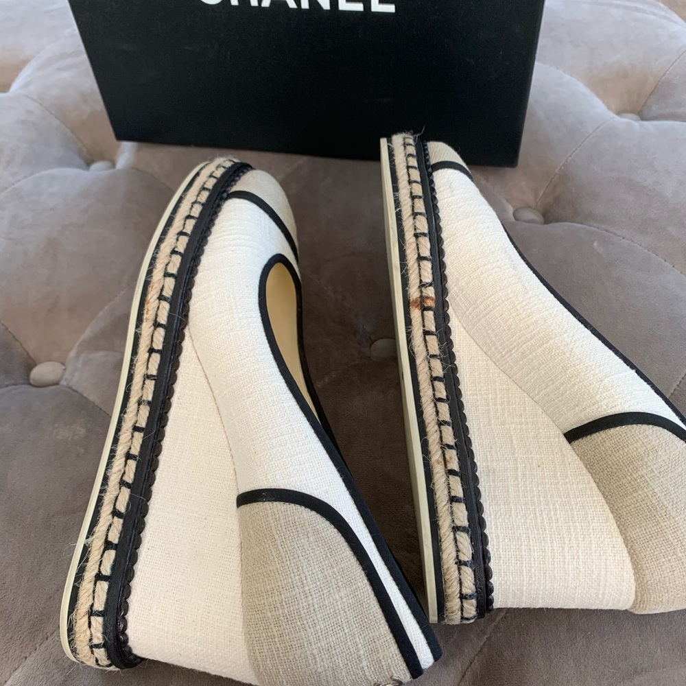 🚫SOLD🚫Chanel white beige wedge espadrilles 39.5 - Picture 9 of 12